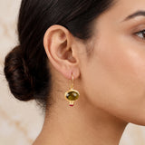 Green Tourmaline and Ruby Dangle Earrings