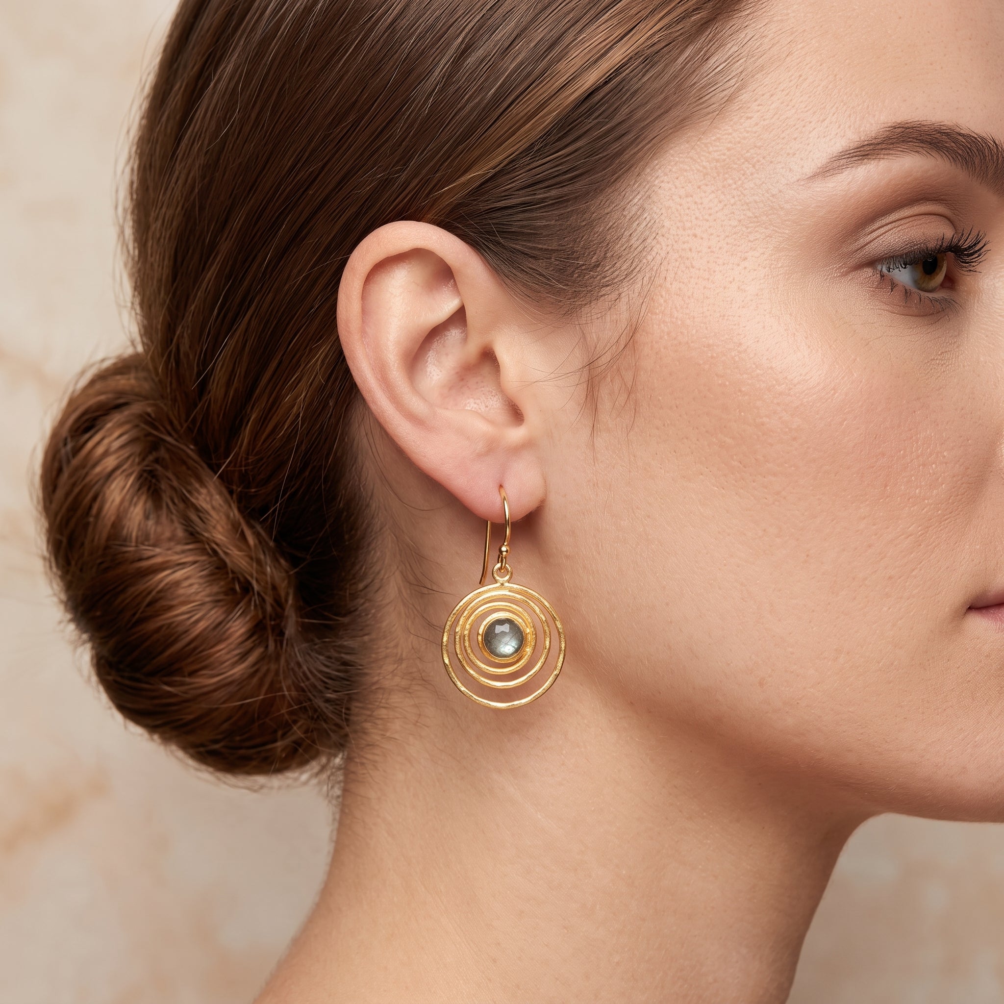Spiral Shape Labradorite Dangle Earrings
