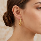 Hammered Drop shape Hoop Earrings