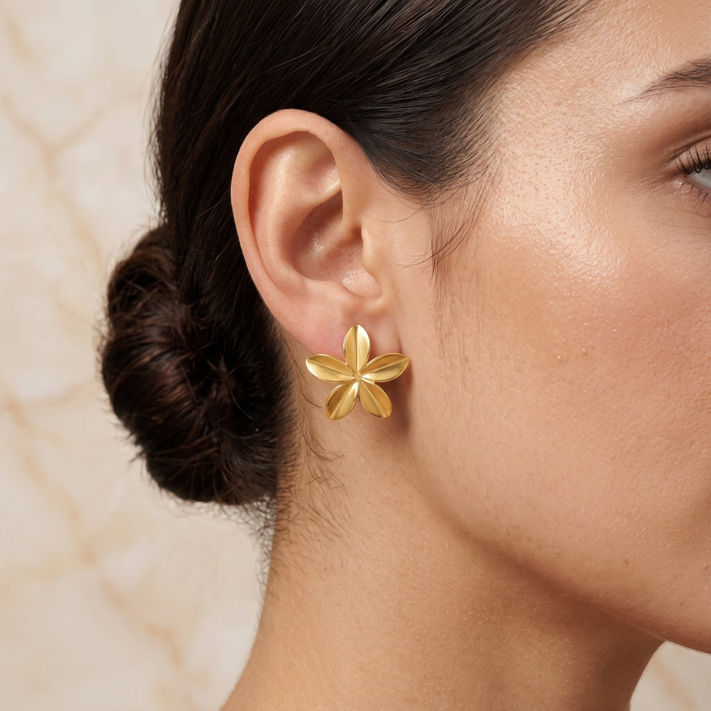 Metal Flower Stud Earrings