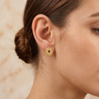 Celestial Charm Metal Beads Garnet Stud Earrings