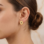 Celestial Charm Metal Beads Garnet Stud Earrings