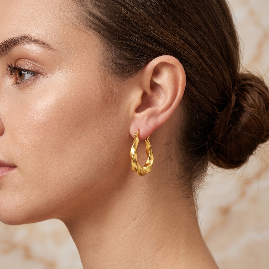 Twisted Spiral Clip-on Hoop Earrings