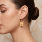 Metal Texture with Heart Earrings