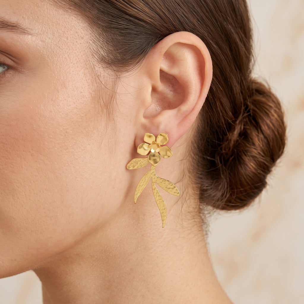 Chandrika Hammered Leaf Earrings