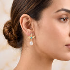 Dew Drop White Rainbow and Amazonite Gemstone Earrings