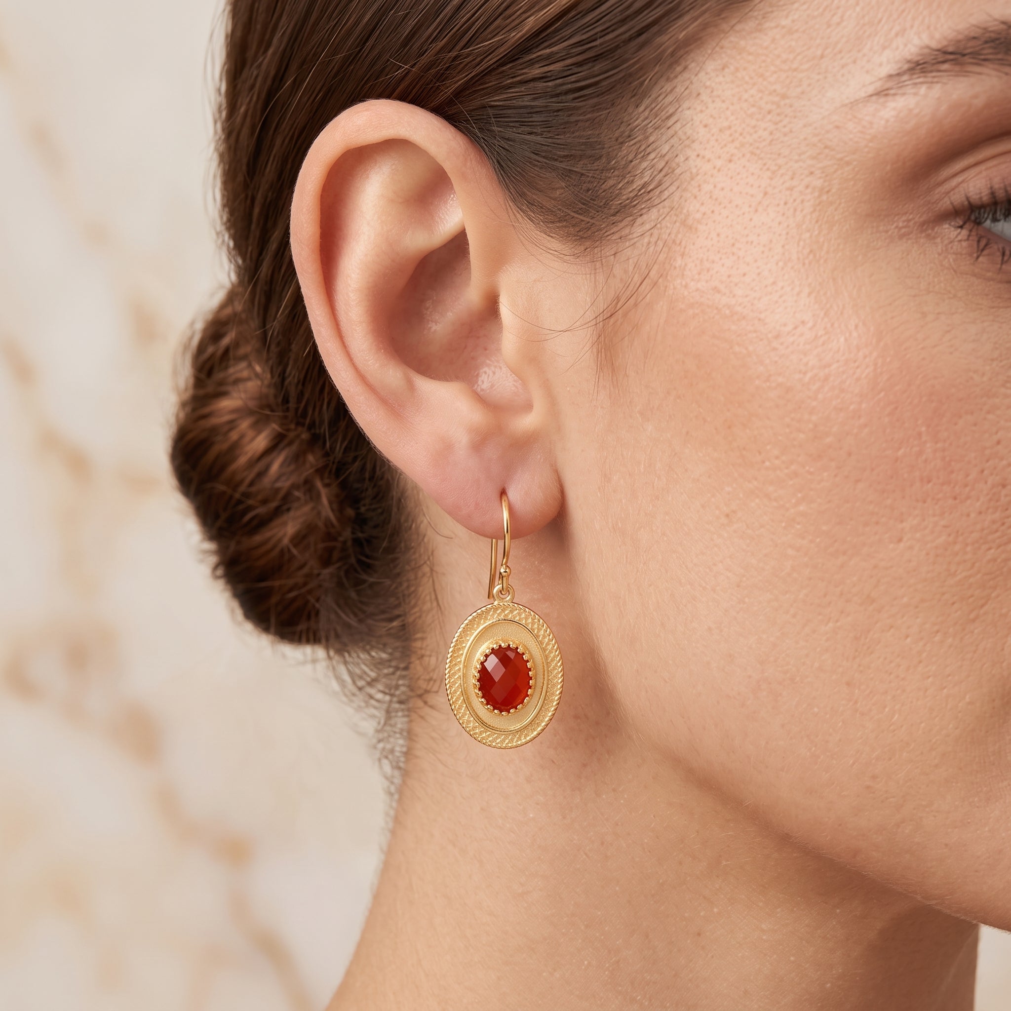 Glistening Red Onyx Earrings