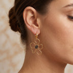 Ava Large Flower Black Zircon Hoop Earrings