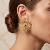 Sun Flower Gold Earrings