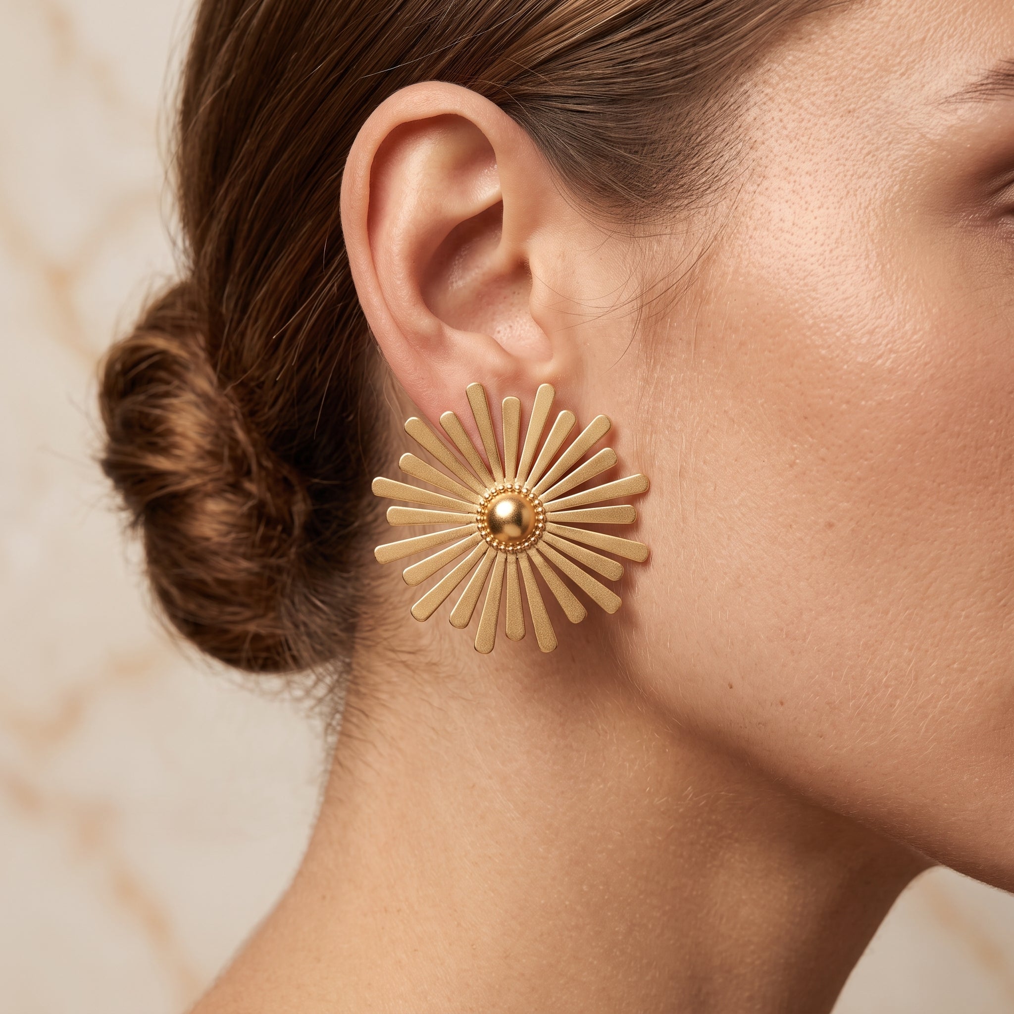 Sun Flower Gold Earrings