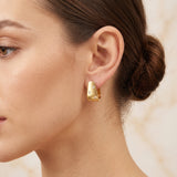 White CZ Huggies Gold Earrings
