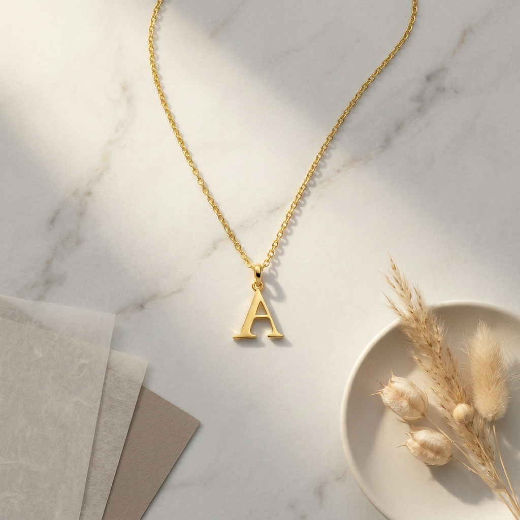 Custom Letter Pendant Necklace - Sterling Silver