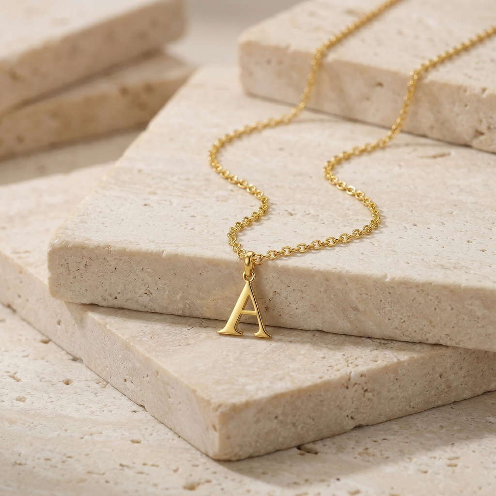 Custom Letter Pendant Necklace - Sterling Silver