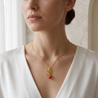 Carnelian, Moonstone with Reflected Bliss Om Necklace