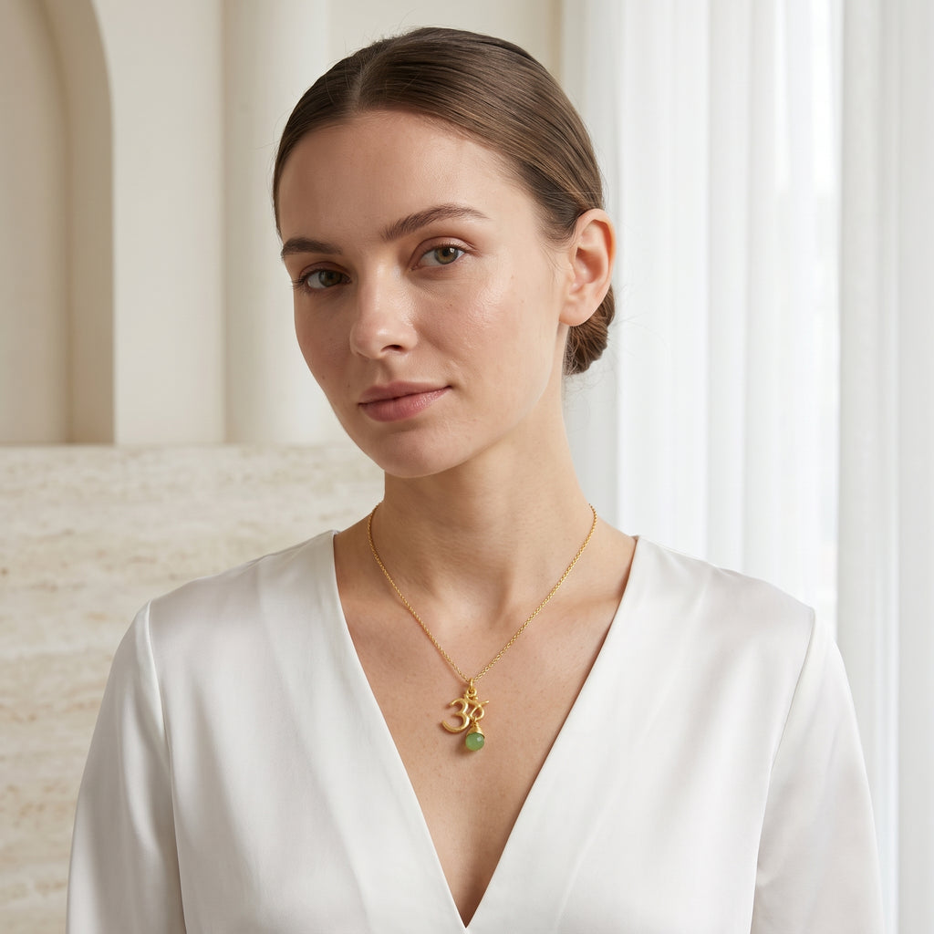 Carnelian, Moonstone with Reflected Bliss Om Necklace
