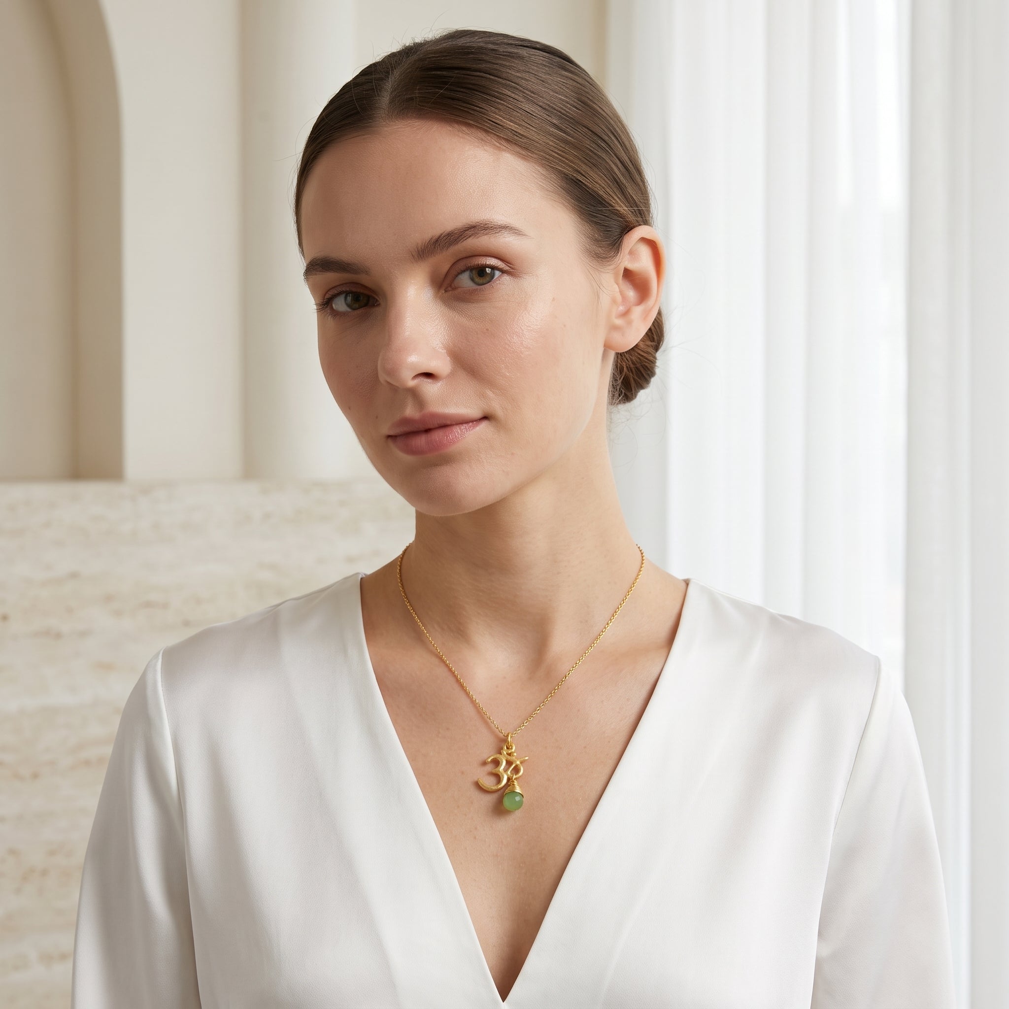 Carnelian, Moonstone with Reflected Bliss Om Necklace