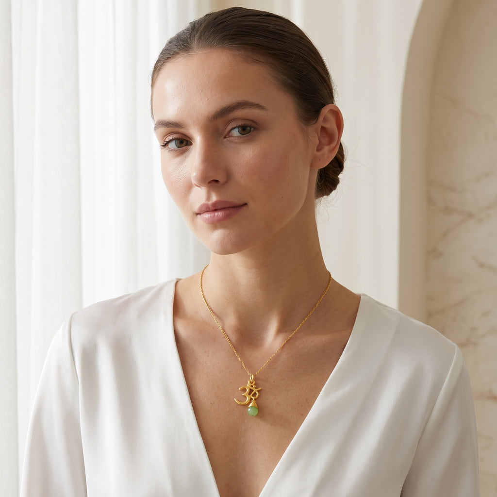 Carnelian, Moonstone with Reflected Bliss Om Necklace