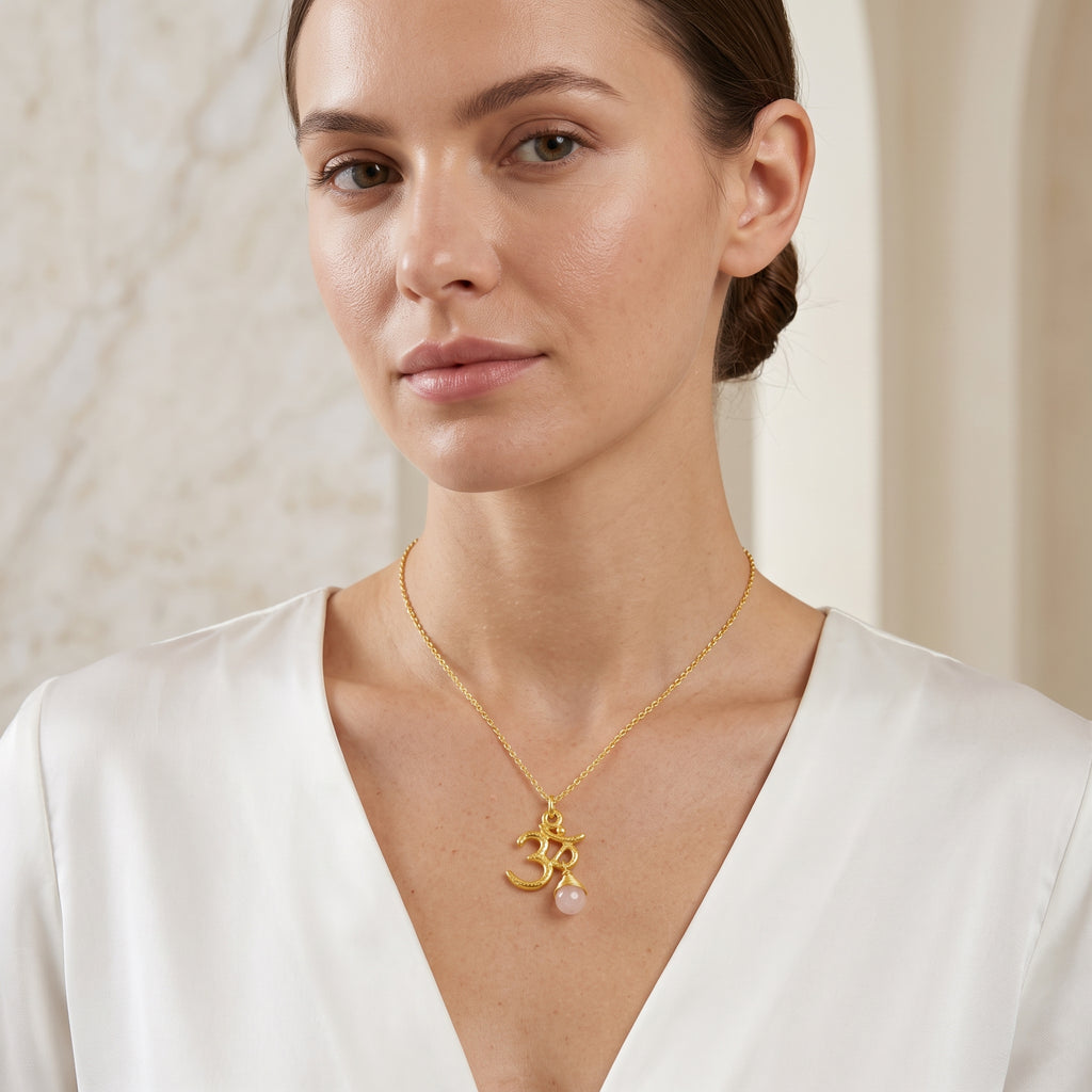Carnelian, Moonstone with Reflected Bliss Om Necklace
