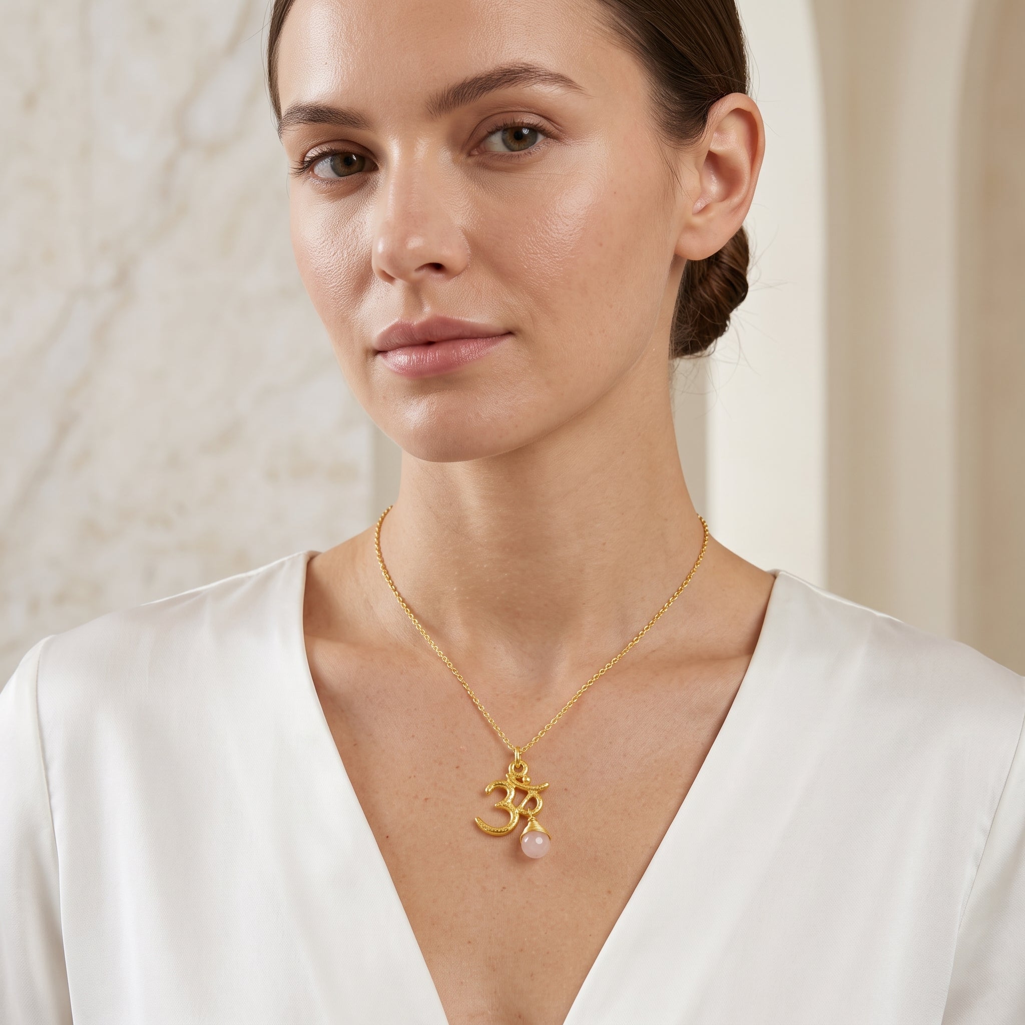 Carnelian, Moonstone with Reflected Bliss Om Necklace