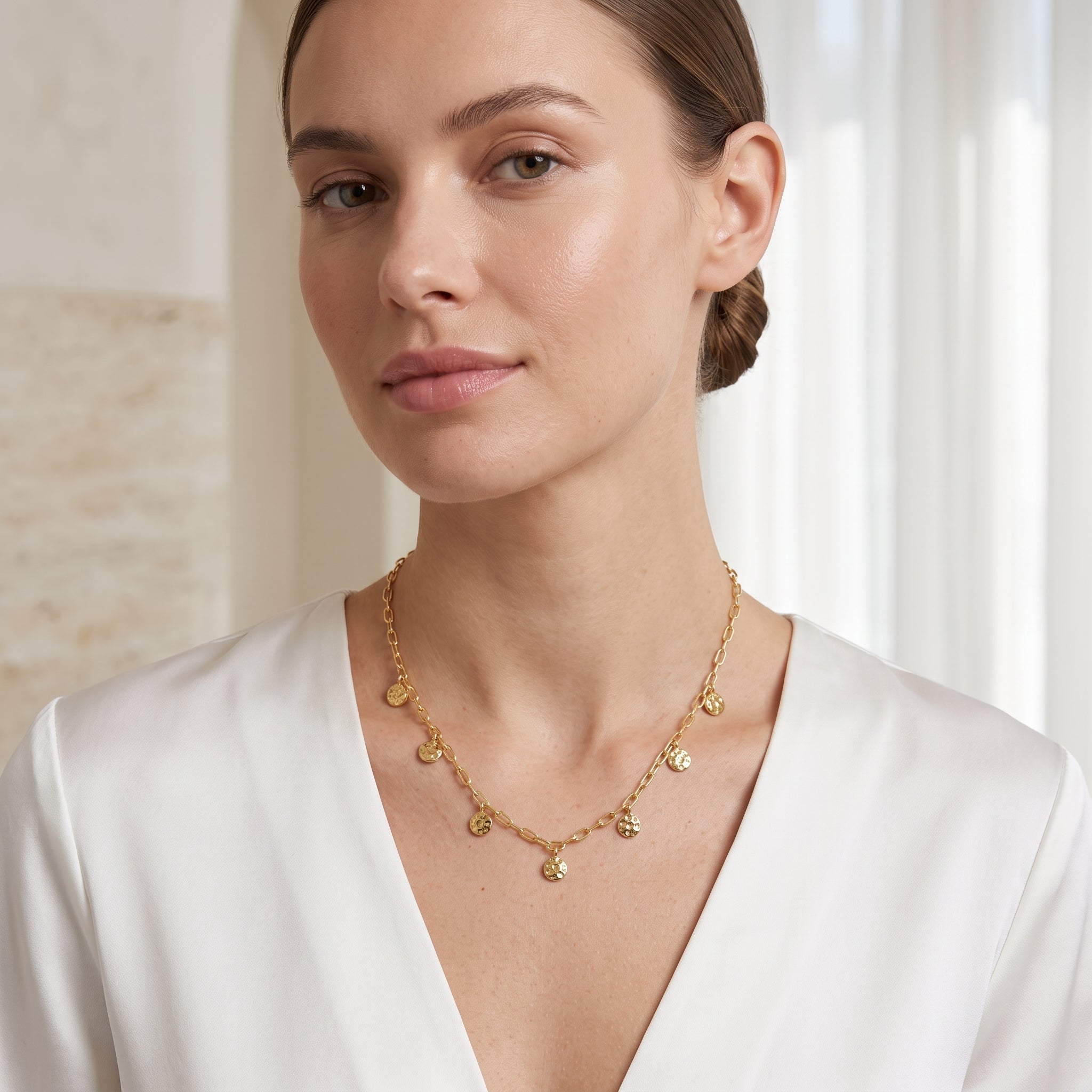 Golden Harmony Textured Necklace