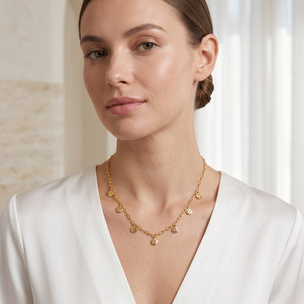 Golden Harmony Textured Necklace