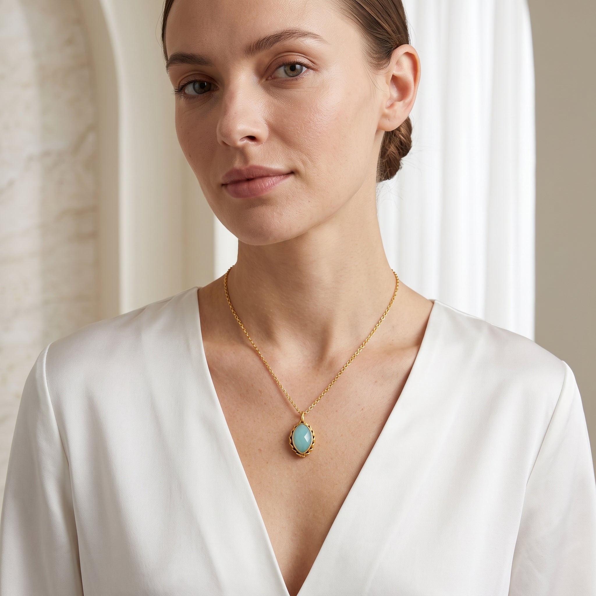 Soulful Rejuvenation Aqua Chalcy Gemstone Necklace