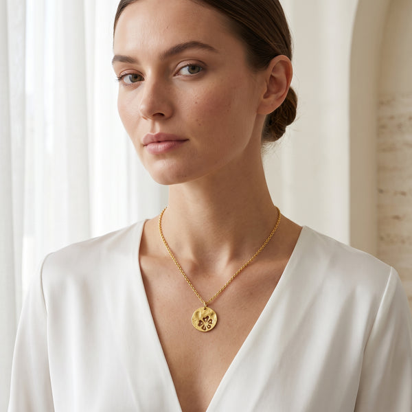 Round Disc Flower Necklaces