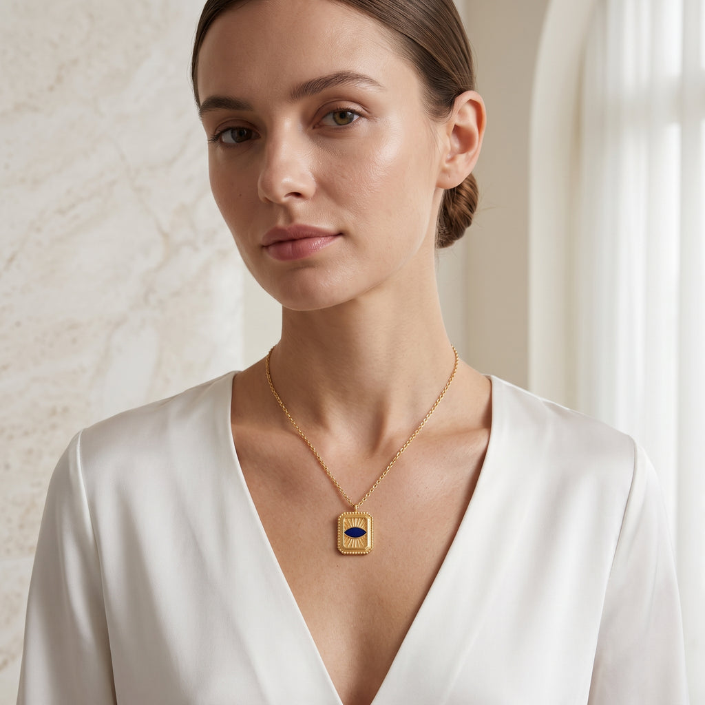 Cushion shape with Evil Eye Necklace