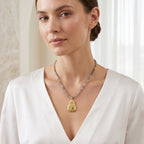 Metal Disc with Labradorite Beads Necklaces