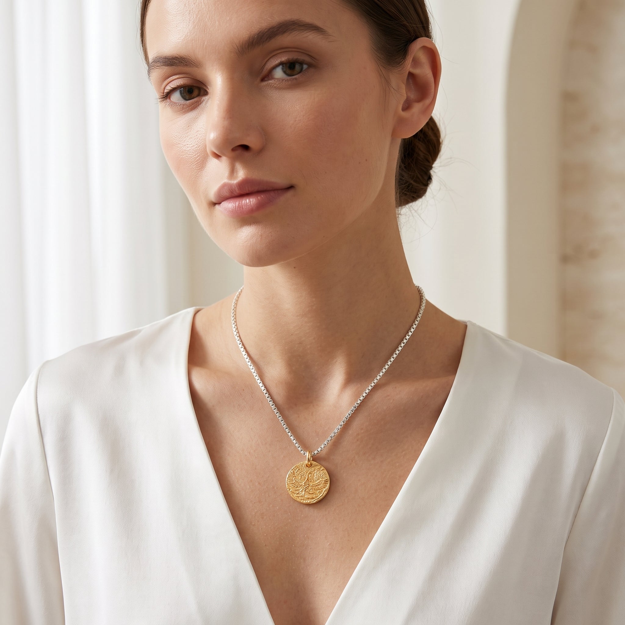 Birds Texture with Gold Tone Necklaces