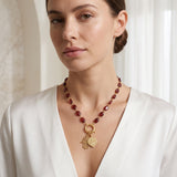 Hamsa and Durga Charm with Garnet Gemstone Necklaces