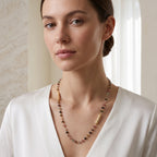 Multi Tourmaline Beads with White Cubic Zirconia Necklaces