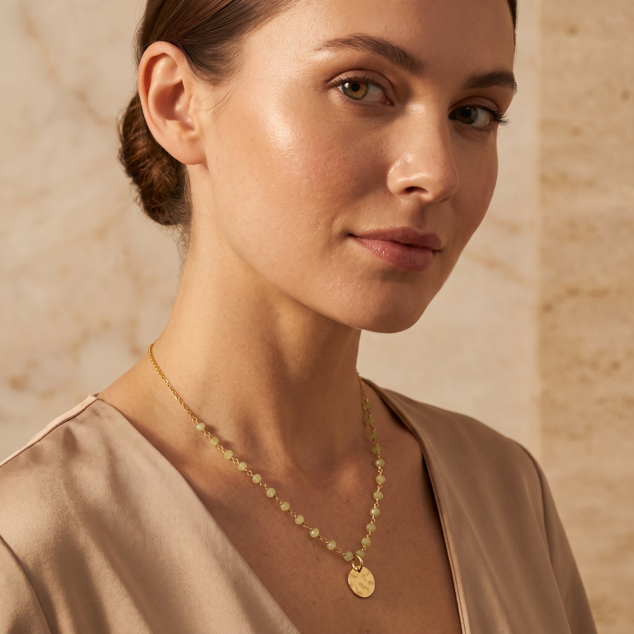 Green Chalcedony Beads Necklace
