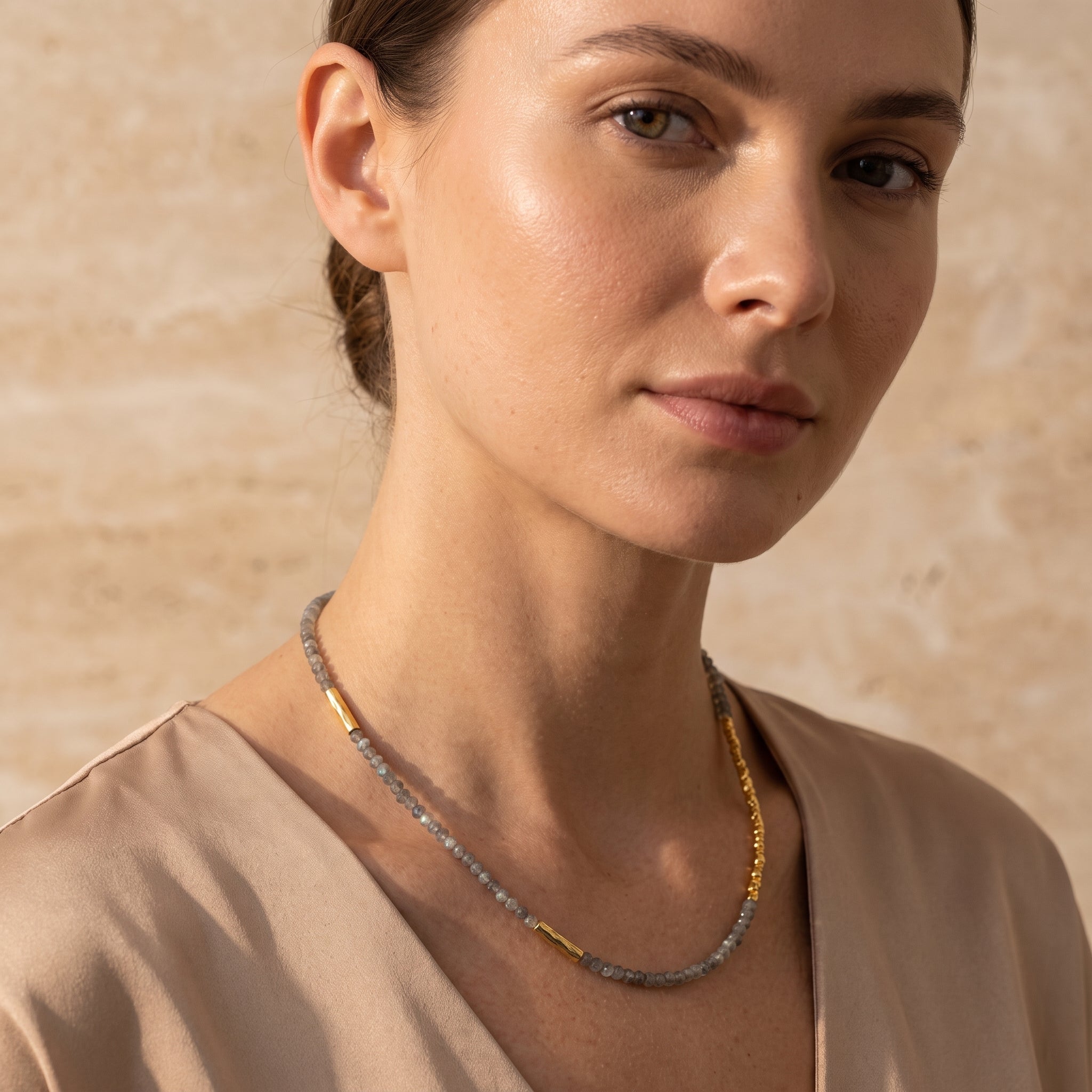 Labradorite with Metal Beads Unbreakable Connection Necklaces