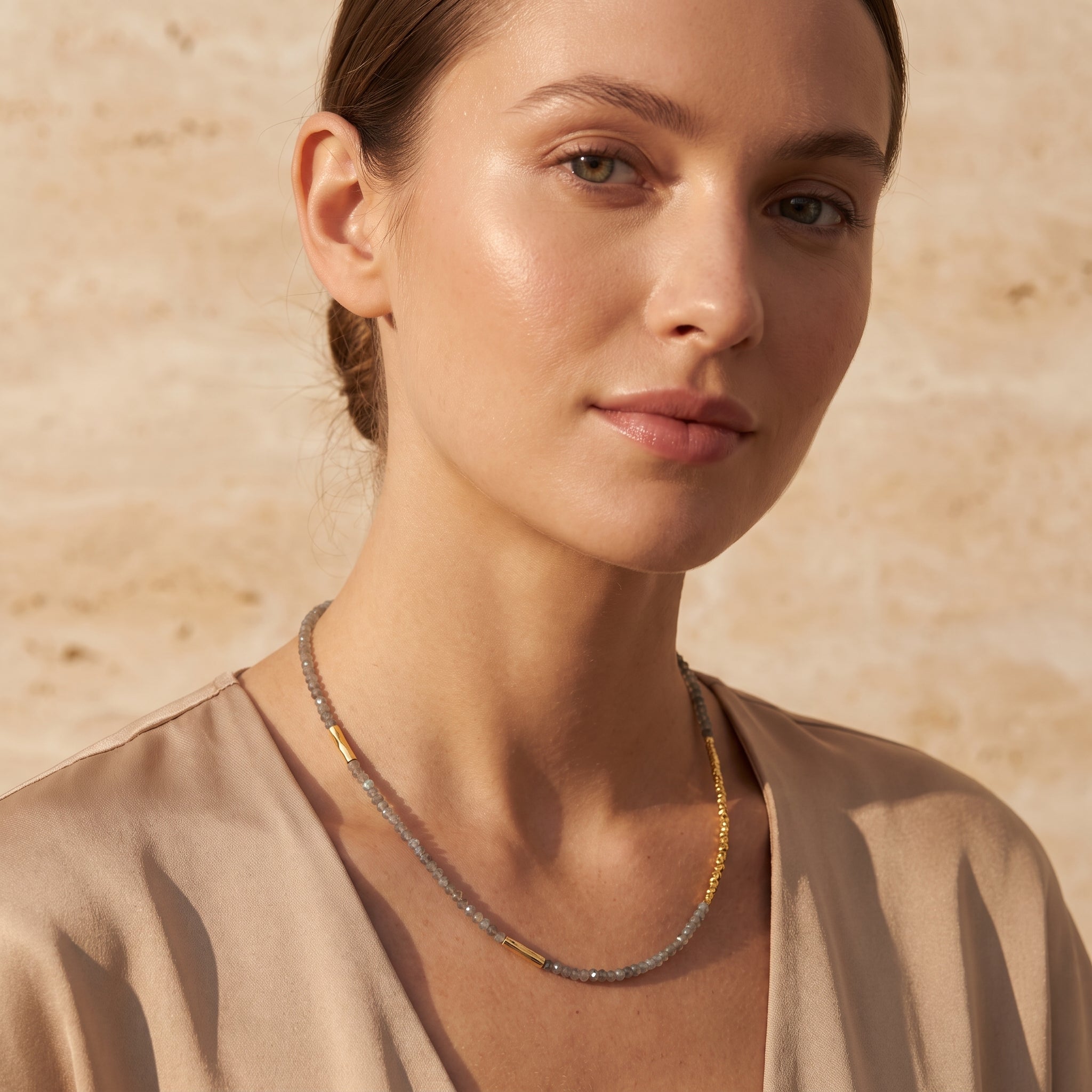 Labradorite with Metal Beads Unbreakable Connection Necklaces