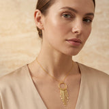 Circle Shape Hammered Fringe Necklaces