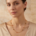 Wooden with Carnelian Beads Necklace