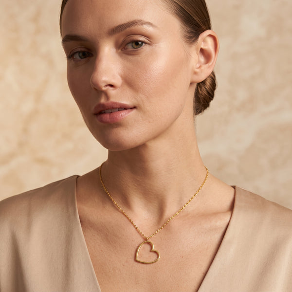 Gold Open Heart Pendant Necklace