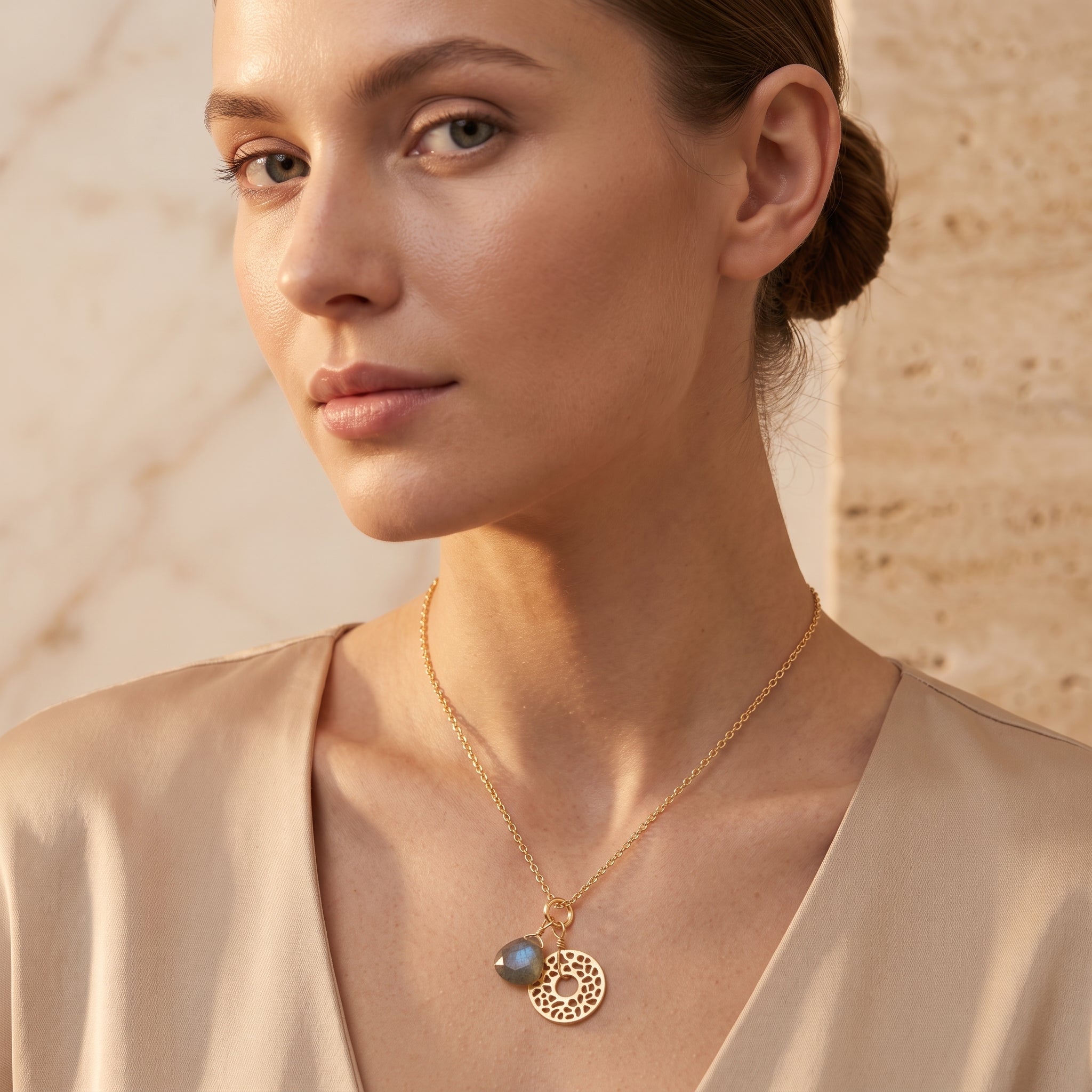 Labradorite with Round Disc Necklaces