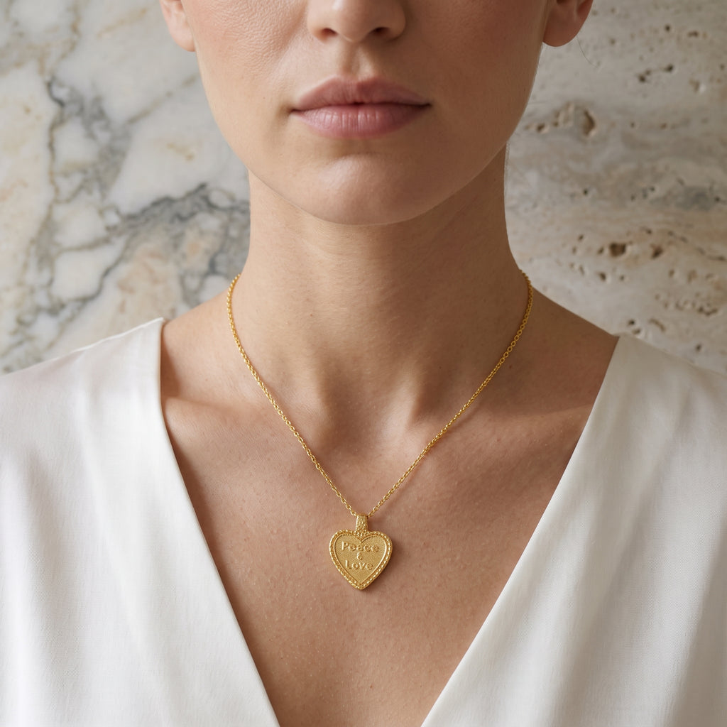 Peace & Love Custom Letter Heart Necklaces