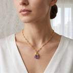 Amethyst Rough with Metal Beads Necklaces