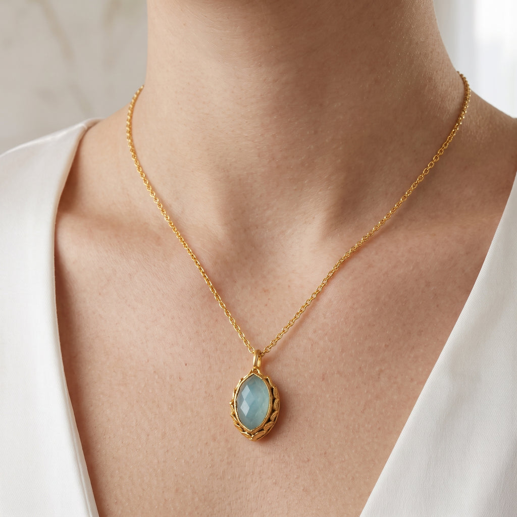 Soulful Rejuvenation Aqua Chalcy Gemstone Necklace