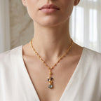 Multi stone with Ball Chain Necklaces