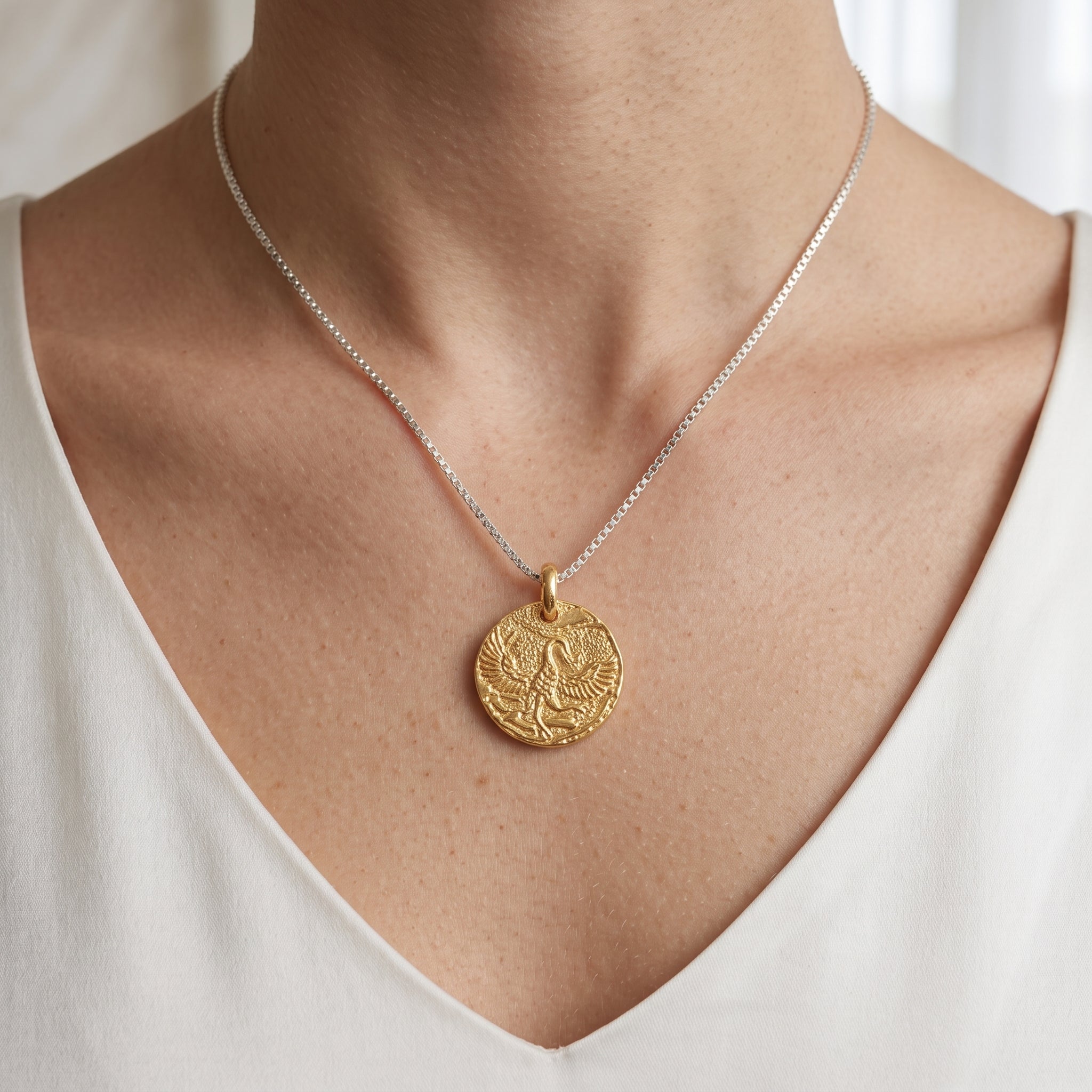 Birds Texture with Gold Tone Necklaces