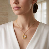 Sun and Moon with Ethiopian Opal, White CZ Necklaces