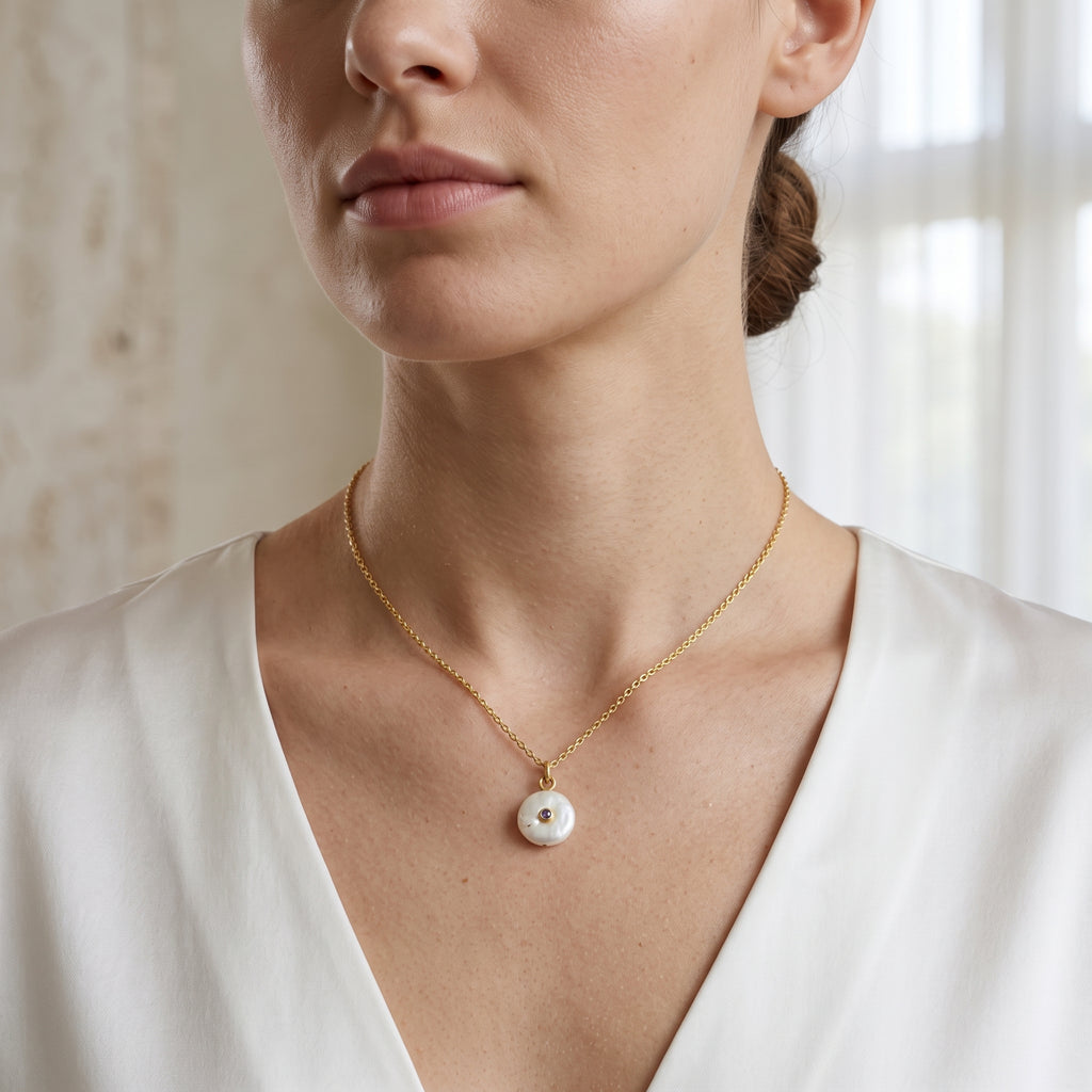 Baroque Pearl with Amethyst Gemstone Necklace