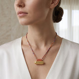 Red Enamel Openable Tabiz with Multi-Thread Necklaces