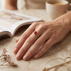 Ruby, Labradorite, White CZ, and Blue Topaz Minimalist Rings