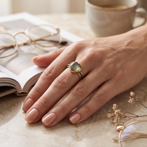 Labradorite Heart shape Rings in Sterling Silver