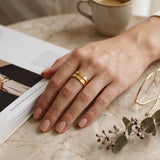 Gold Hammered Double Band Ring